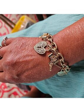 Guess Silver-tone "With Love" Charm Bracelet